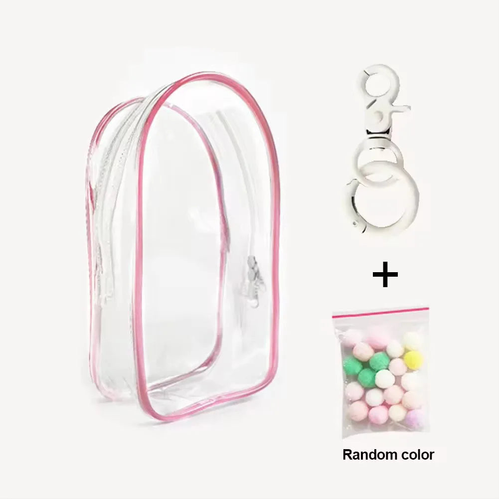 For Labubu V2 Transparent Colorful Protector Case Doll Accessories Organizer Box Plush Doll Display Bag Outdoor with Keychain