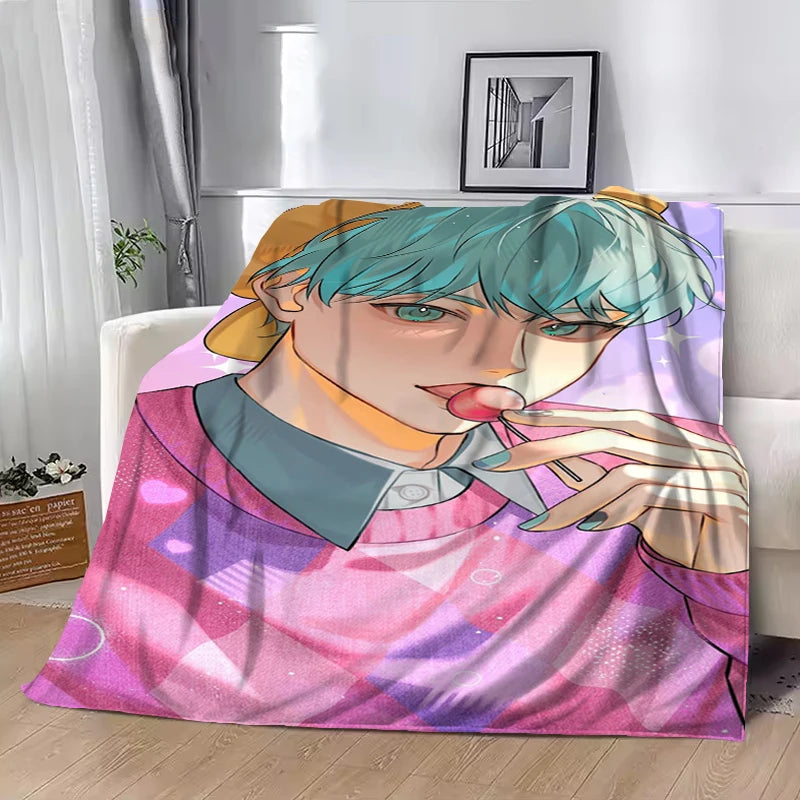 Hot Kpop Demon Hunters Huntrix Saja Boys Throw Blanket King Lid Office Soft Plaid With Print Luxury Designer Bedding Downy Knee