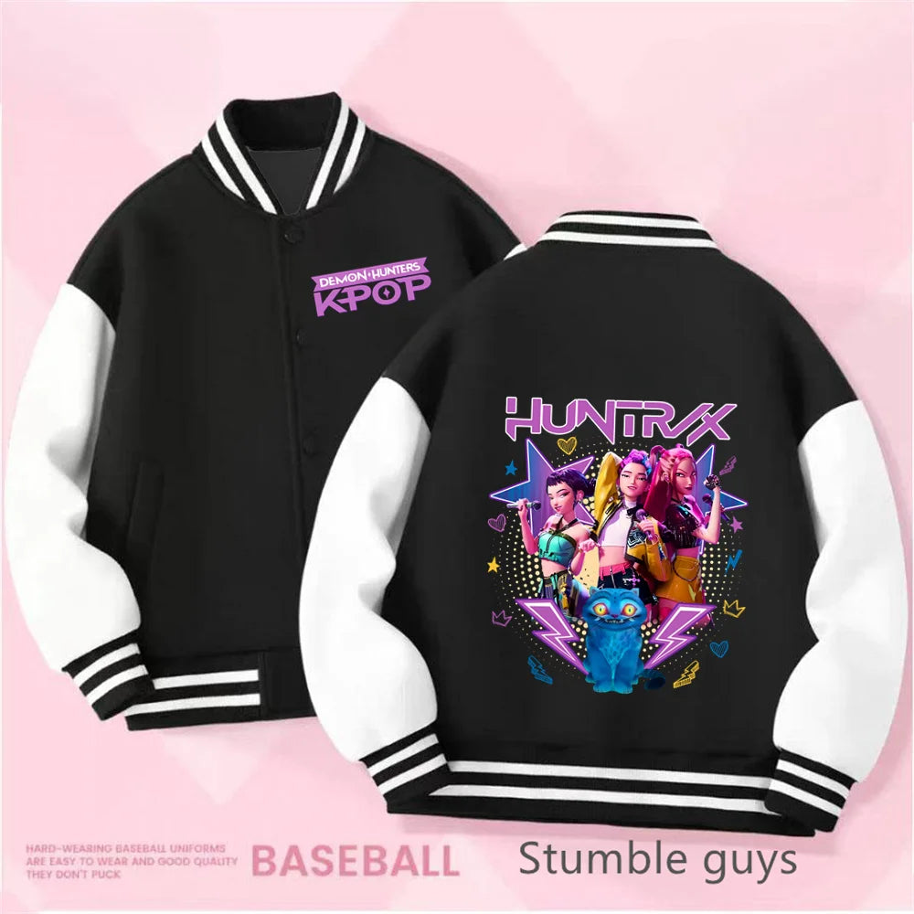 Kpop Demon Hunter Baseball Uniform Kids Cute Rumi Mira Zoey Jacket Children Spring Autumn Long Sleeves Coat Girls Clothes Gift