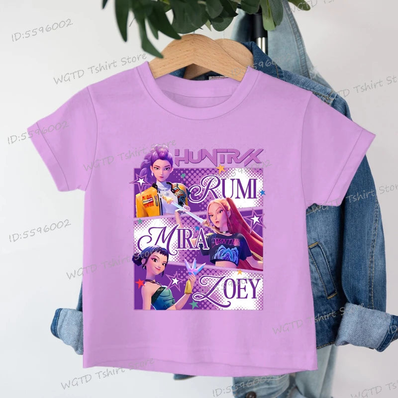 Children's Clothing KPop Demon Hunters Fans Gifts Kids Clothes Fashion Casual Tops 2025 Hot Movie Soft Cotton Baby Girls T Shirt