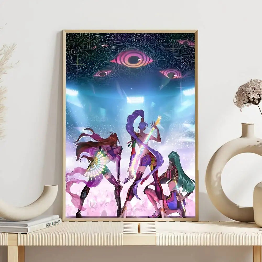 Movie KPop Demon Hunters Poster Self Adhesive Painting Living Room Office Decoration Bedroom Home Wall Sticker Prints