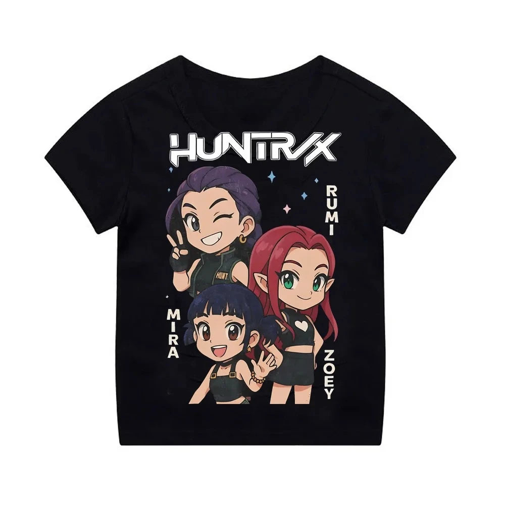 Kpop Demon Hunters Children's Clothing Short Sleeve T-shirt Cute Kpop Demon Hunters Tiger Harajuku Tshirt for Boys Girls