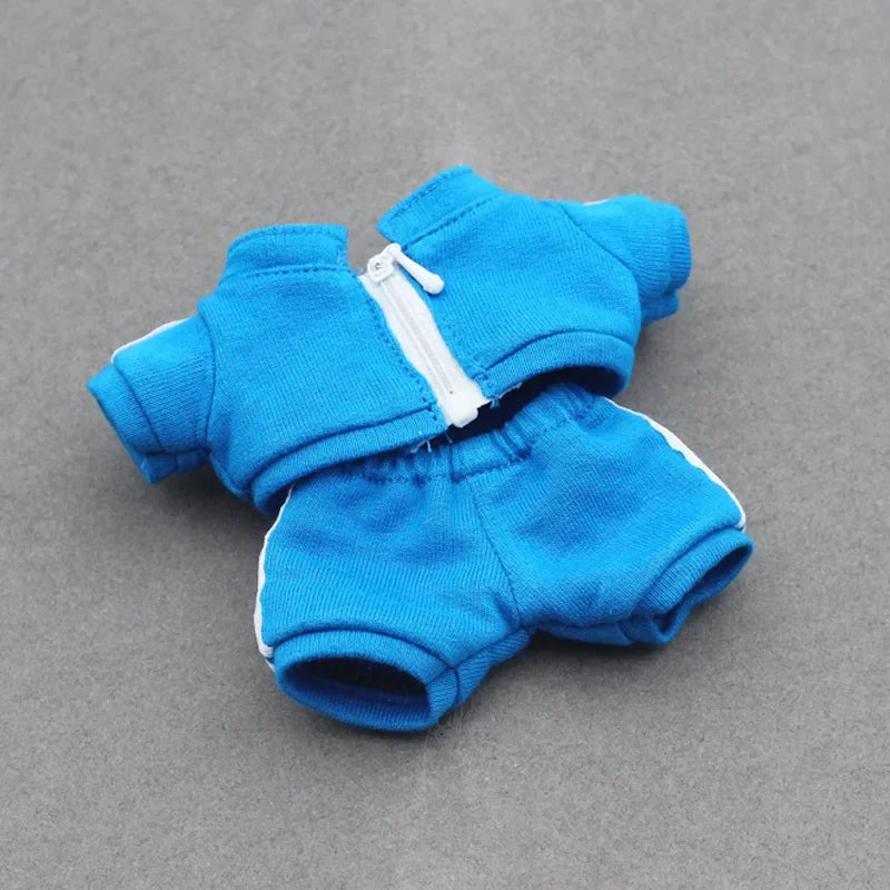 17cm Labubu Doll Clothes Set Solid Color Hoodie Sweatshirt and Pants Outfit for DIY Doll Dressing Gift for Toy Collectors