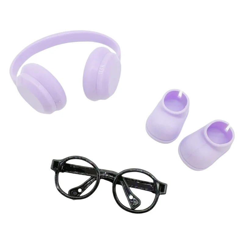 DIY accessories for labubu V1 V2 shoes without lenses glasses stylish plastic headphone set plush doll decoration birthday gift