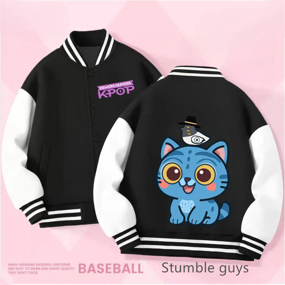 Kpop Demon Hunter Baseball Uniform Kids Cute Rumi Mira Zoey Jacket Children Spring Autumn Long Sleeves Coat Girls Clothes Gift