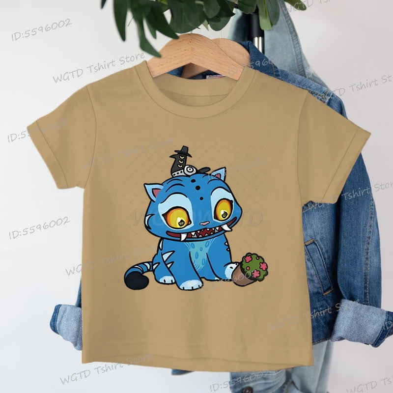 Derpy Tiger Kpop Demon Hunters Shirt for Kids 2025 Hot Movie Print Soft Cotton Baby Girl Boy T Shirt Cute Tiger Cartoon Clothes