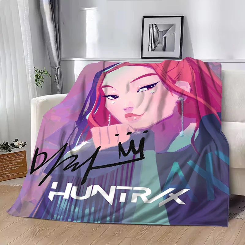 Hot Kpop Demon Hunters Huntrix Saja Boys Throw Blanket King Lid Office Soft Plaid With Print Luxury Designer Bedding Downy Knee