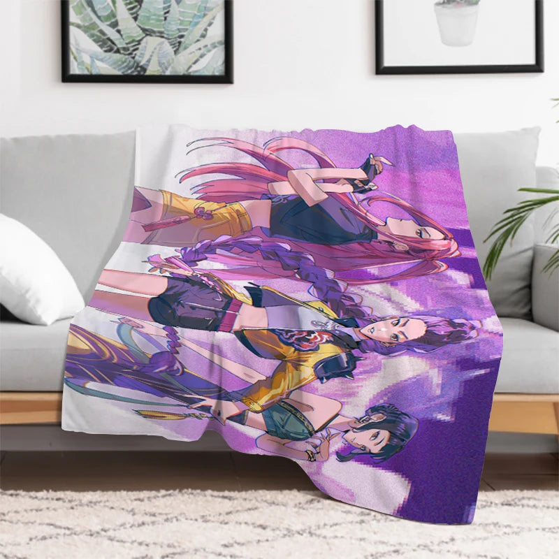 Anime K-Pop Demon Hunters Cute Blanket Girl Gift Soft Plush Blanket,Flannel Throw Blanket for Living Room Bedroom Bed Sofa