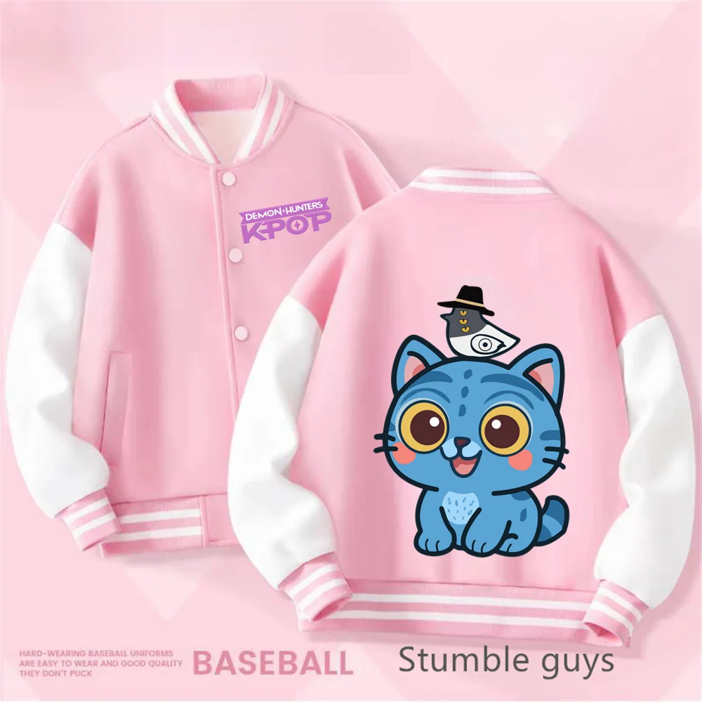 Kpop Demon Hunter Baseball Uniform Kids Cute Rumi Mira Zoey Jacket Children Spring Autumn Long Sleeves Coat Girls Clothes Gift