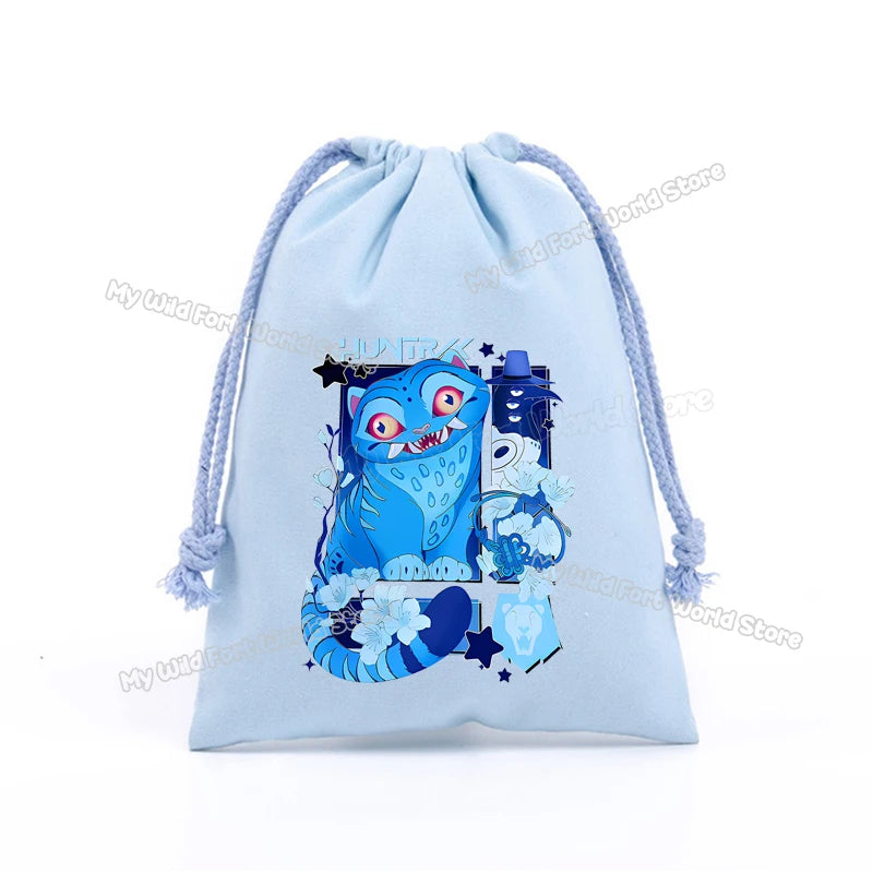 KPop Demon Hunters Storage Drawstring Bag Music Cartoon Party Cookies Candy Package Kids Gift Bags Print Cotton Key Pouch
