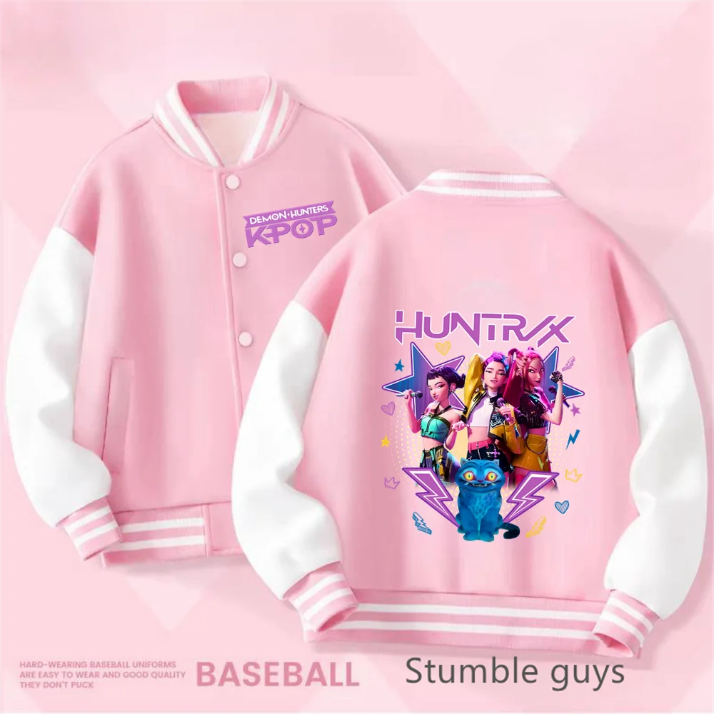 Kpop Demon Hunter Baseball Uniform Kids Cute Rumi Mira Zoey Jacket Children Spring Autumn Long Sleeves Coat Girls Clothes Gift