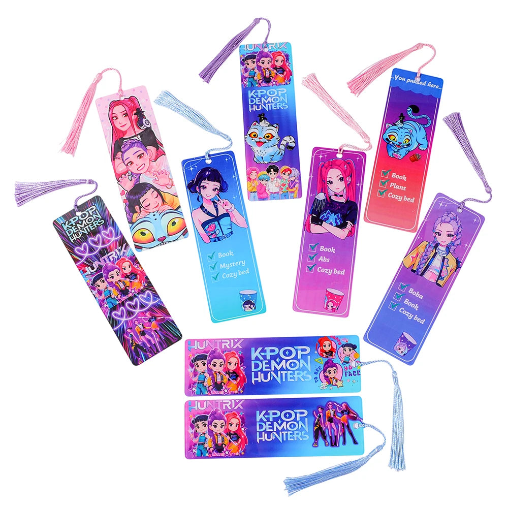K-POP Demon Hunters Acrylic Bookmark with Tassels - Anime Rumi Mira Collectible Gift for Fans, Reading Marker Student Souvenir
