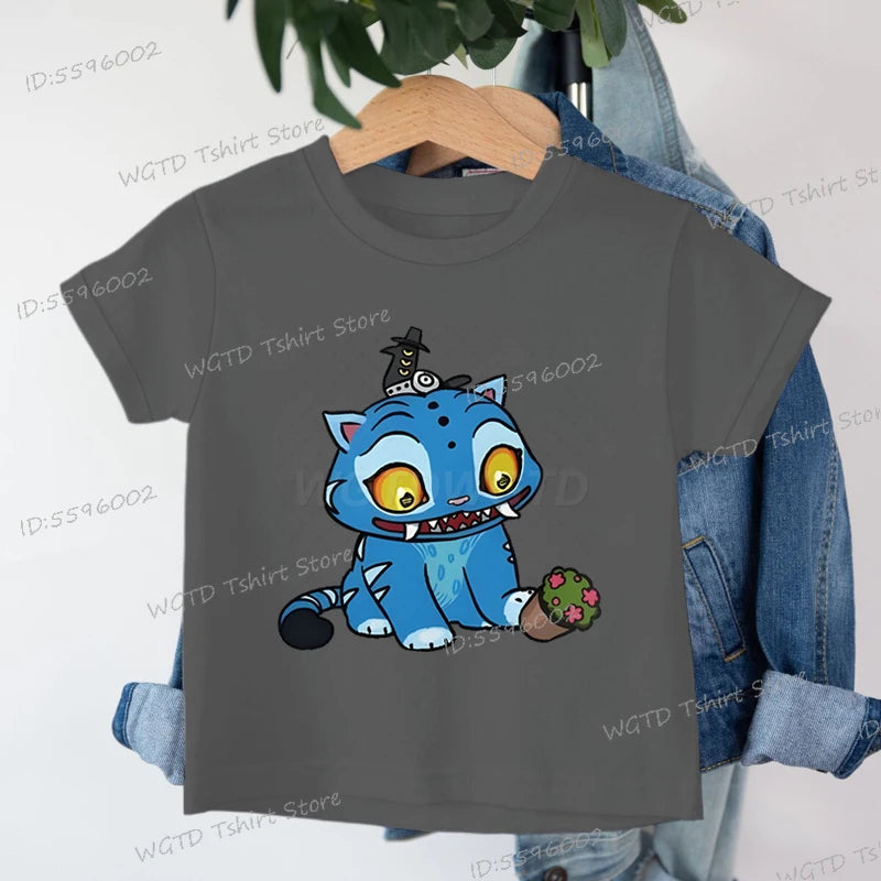 Derpy Tiger Kpop Demon Hunters Shirt for Kids 2025 Hot Movie Print Soft Cotton Baby Girl Boy T Shirt Cute Tiger Cartoon Clothes