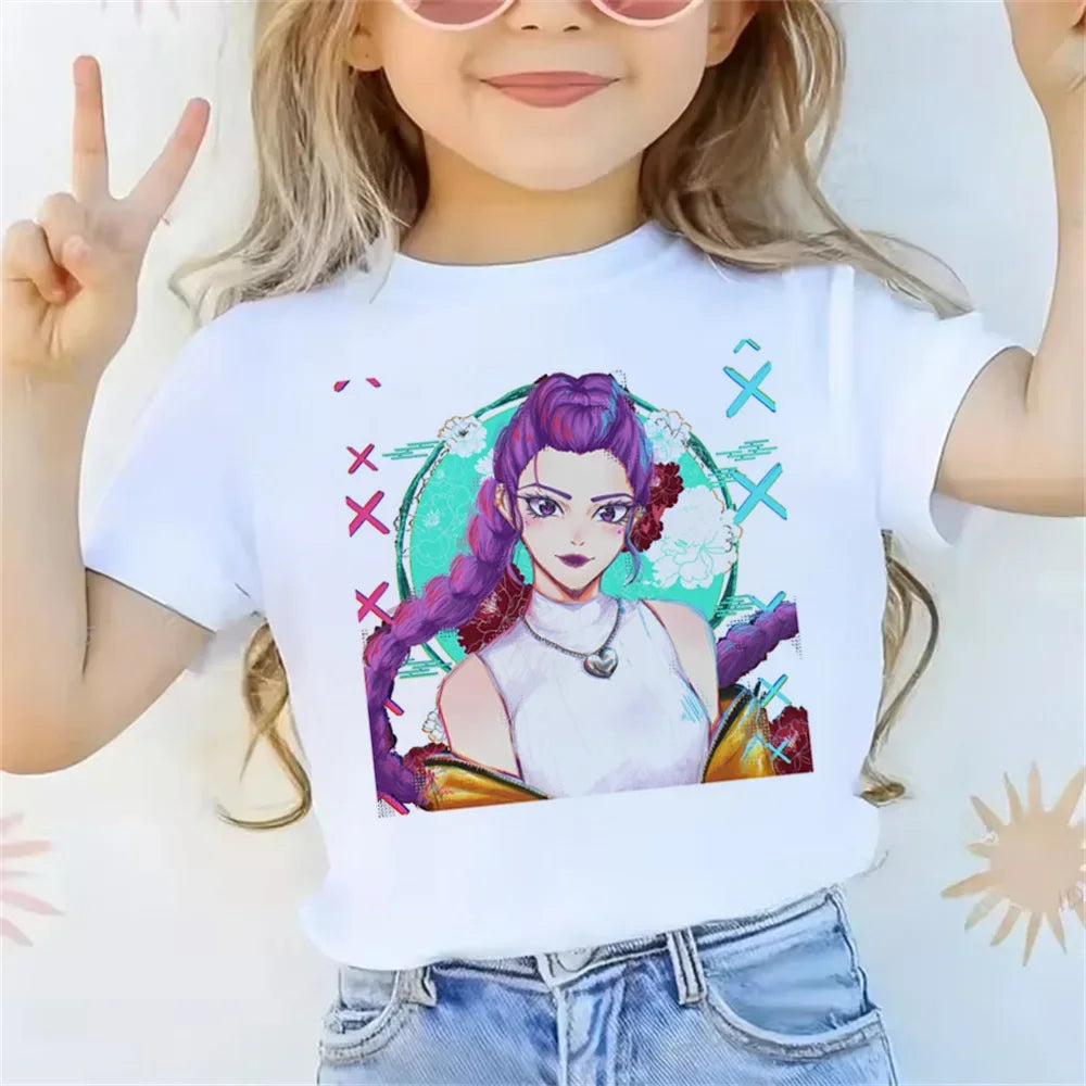 2025 Movie KPop Demon Hunters T-shirt Summer Short Sleeve Tee for Casual Loose Girl Boy Graphic Printed Tops