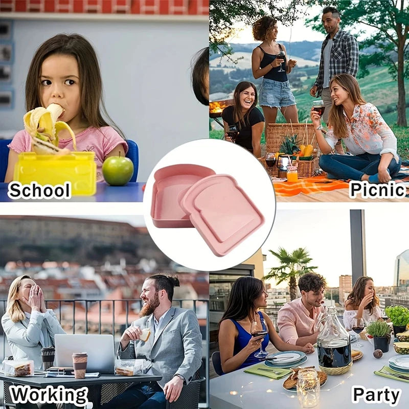 K-pop Demon Hunters Toast Fruit Lunch Box with Lid Anime Pink Food Bread Sandwich Box Kitchen Outdoor Picnic Portable Bento Box