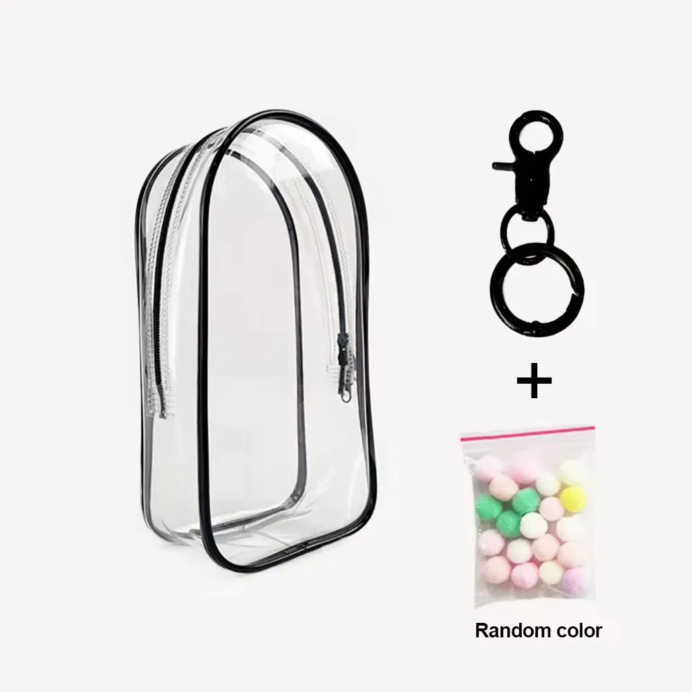 For Labubu V2 Transparent Colorful Protector Case Doll Accessories Organizer Box Plush Doll Display Bag Outdoor with Keychain
