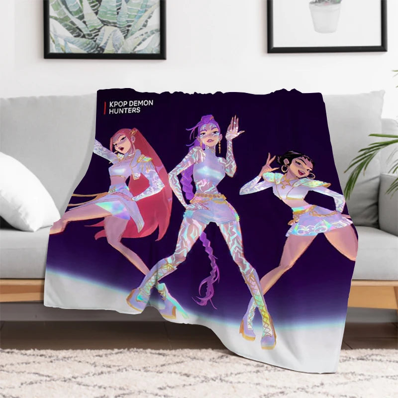 Anime K-Pop Demon Hunters Cute Blanket Girl Gift Soft Plush Blanket,Flannel Throw Blanket for Living Room Bedroom Bed Sofa