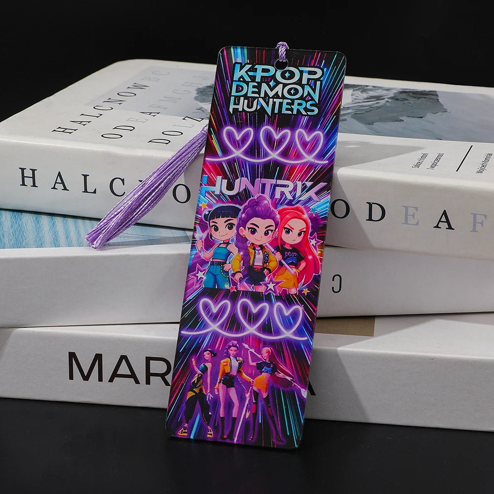 K-POP Demon Hunters Acrylic Bookmark with Tassels - Anime Rumi Mira Collectible Gift for Fans, Reading Marker Student Souvenir