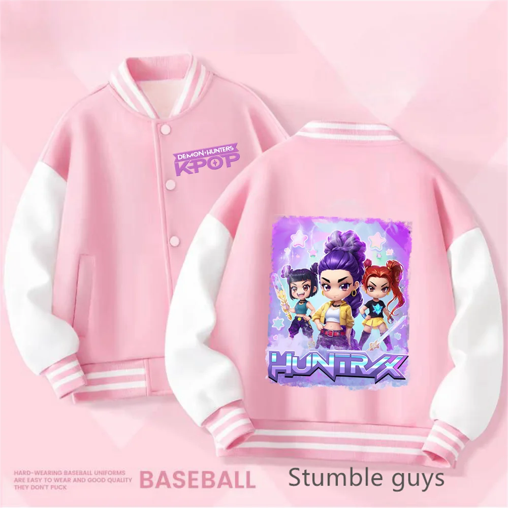 Kpop Demon Hunter Baseball Uniform Kids Cute Rumi Mira Zoey Jacket Children Spring Autumn Long Sleeves Coat Girls Clothes Gift