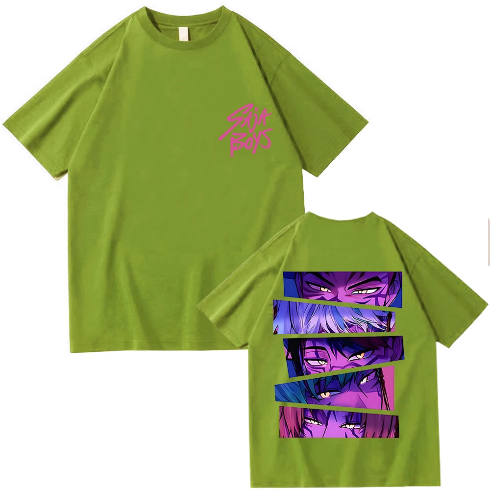 Kpop Demon Hunter Saja Boys T-shirt Harajuku O-neck Casual Anime T-Shirt Tops Unisex