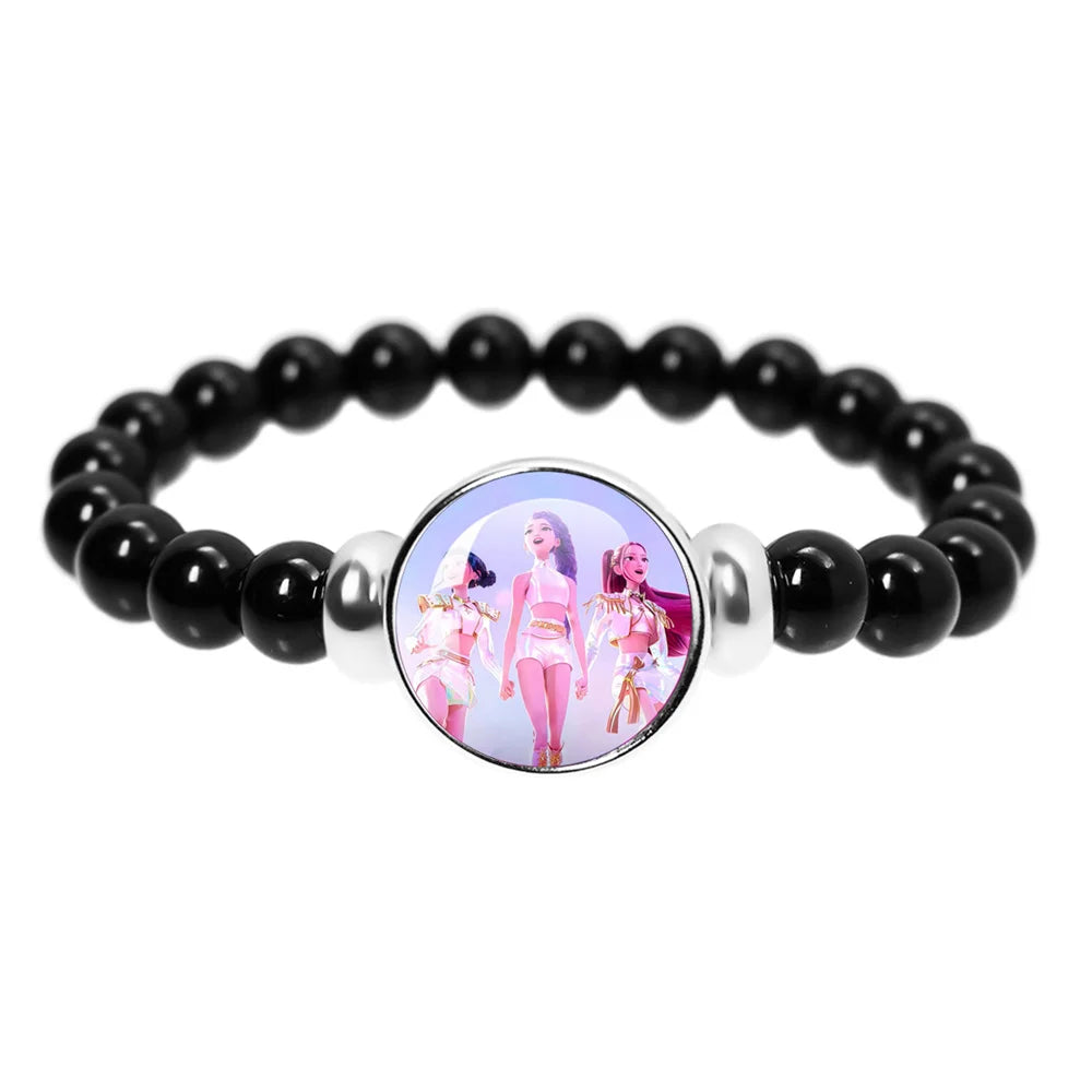 K-Pop Demon Hunters Handmade Glass Bead Bracelet Huntr-x Rumi Zoey Mira Bangles Unisex Jewelry Accessories Fans Gift