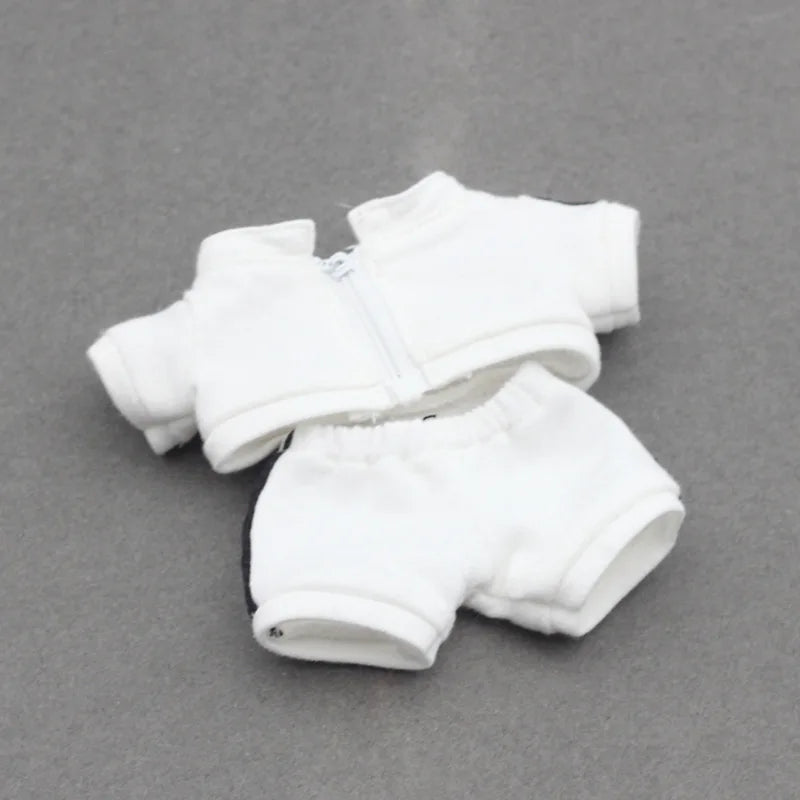 17cm Labubu Doll Clothes Set Solid Color Hoodie Sweatshirt and Pants Outfit for DIY Doll Dressing Gift for Toy Collectors