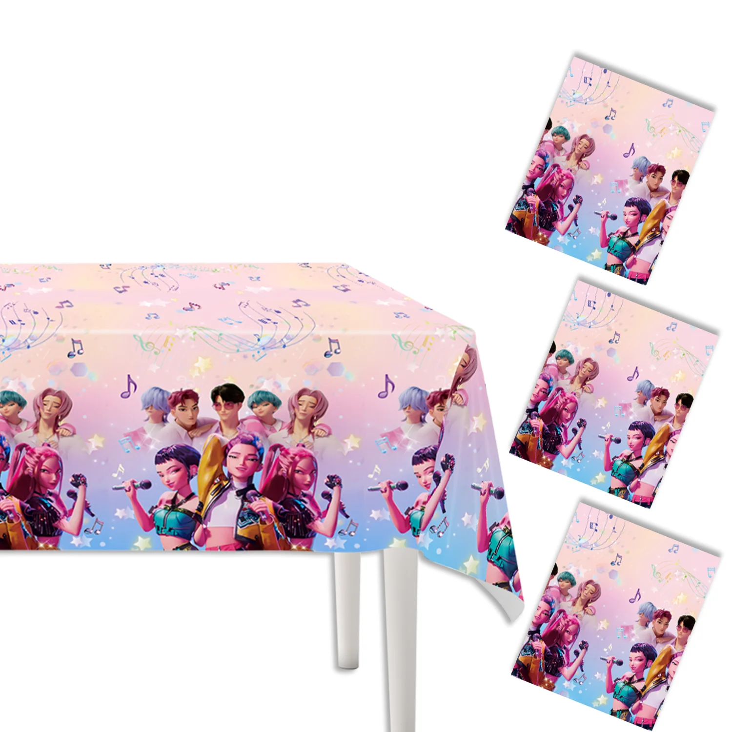 k pop Demon Hunters Theme Birthday Party Decorations disposable Tableware Tablecloth for Girls Baby Shower Supplies
