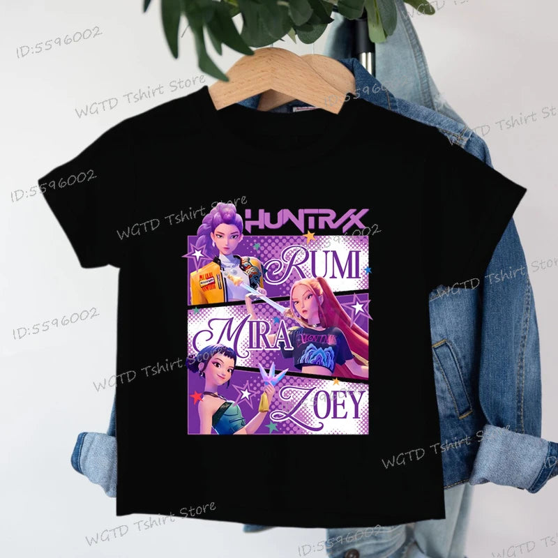 Children's Clothing KPop Demon Hunters Fans Gifts Kids Clothes Fashion Casual Tops 2025 Hot Movie Soft Cotton Baby Girls T Shirt