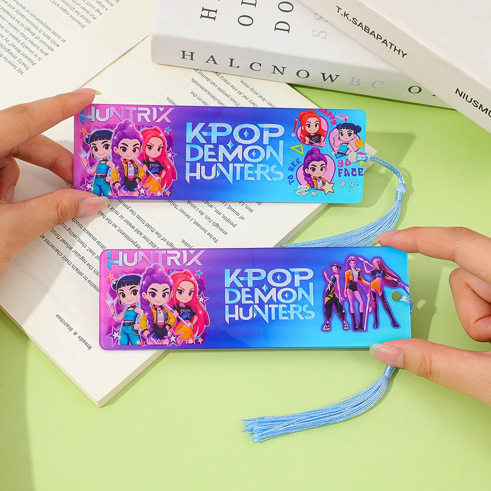 K-POP Demon Hunters Acrylic Bookmark with Tassels - Anime Rumi Mira Collectible Gift for Fans, Reading Marker Student Souvenir