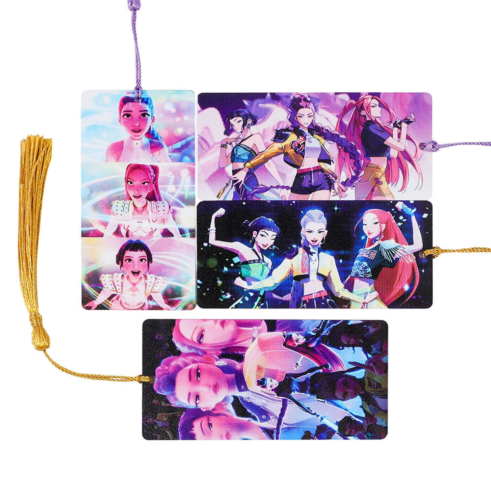 K-POP Demon Hunters Acrylic Bookmark with Tassels - Anime Rumi Mira Collectible Gift for Fans, Reading Marker Student Souvenir