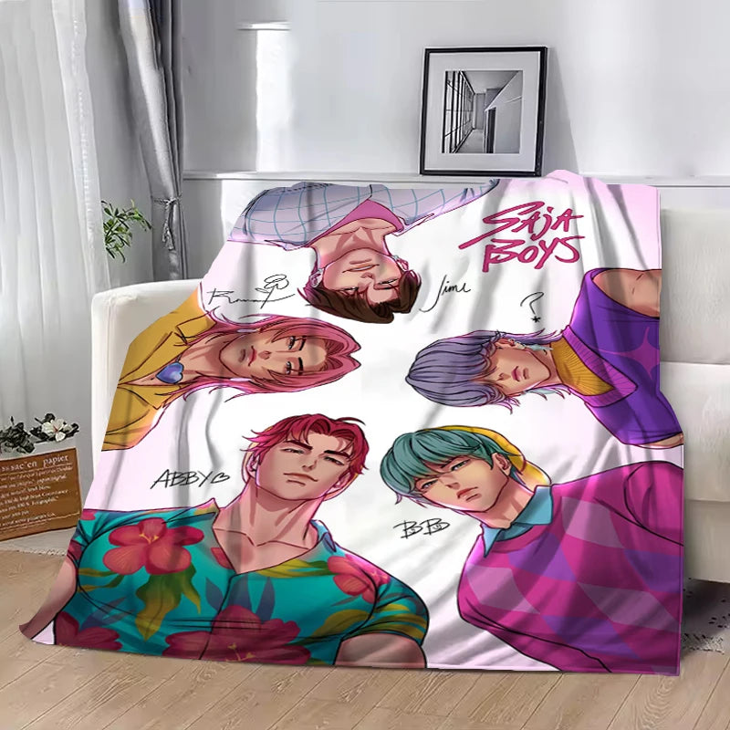 Hot Kpop Demon Hunters Huntrix Saja Boys Throw Blanket King Lid Office Soft Plaid With Print Luxury Designer Bedding Downy Knee