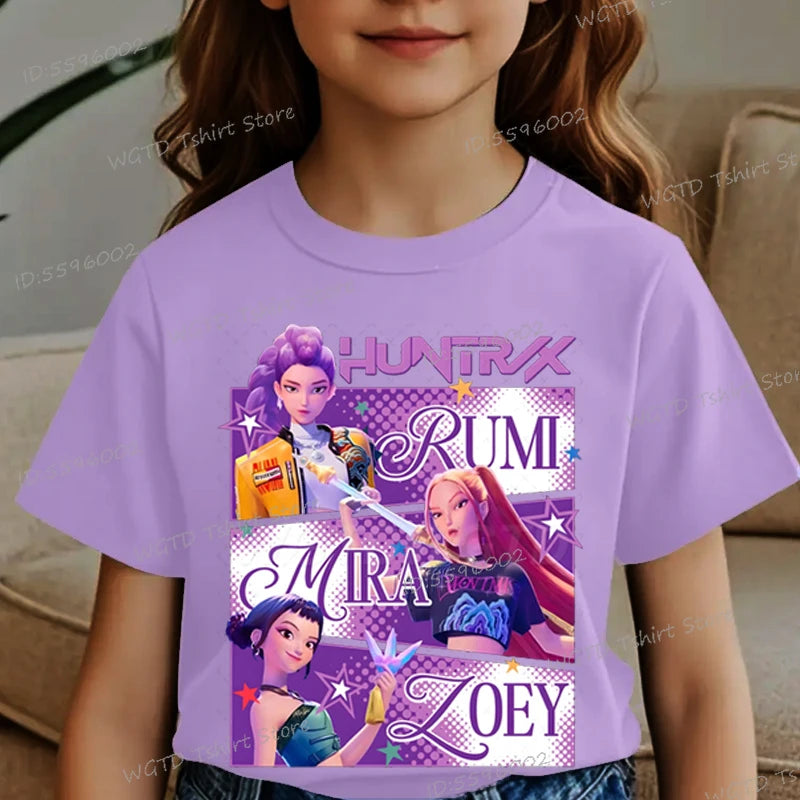 Children's Clothing KPop Demon Hunters Fans Gifts Kids Clothes Fashion Casual Tops 2025 Hot Movie Soft Cotton Baby Girls T Shirt