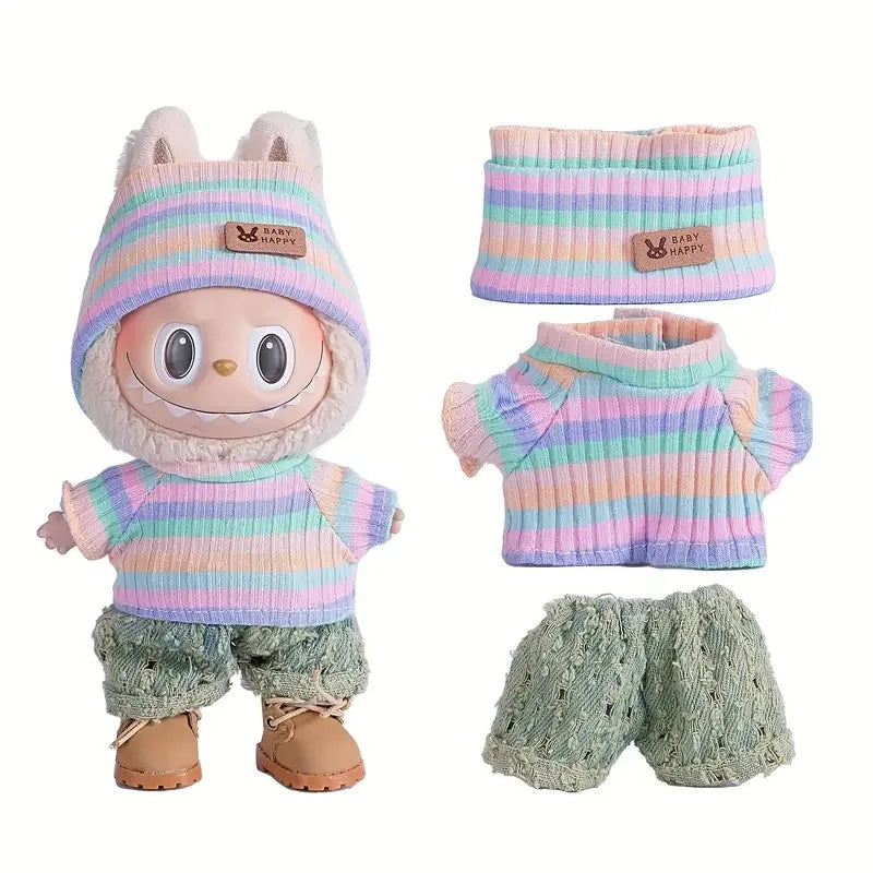 For Labubu Doll Clothing Cute Sweater Set 17cm Clothing Shoes Doll DIY Accessories Training Sitting Party Games Toys Gifts
