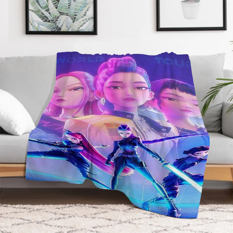 Anime K-Pop Demon Hunters Cute Blanket Girl Gift Soft Plush Blanket,Flannel Throw Blanket for Living Room Bedroom Bed Sofa