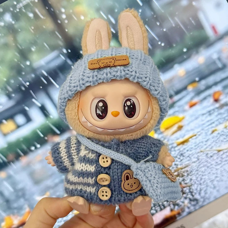 Doll clothes for Labubu Outfit V1 V2 V3 17cm Dolls Sitting Accessories Glasses Clothing Designer Kids Gift Sweater Hat Bag Set