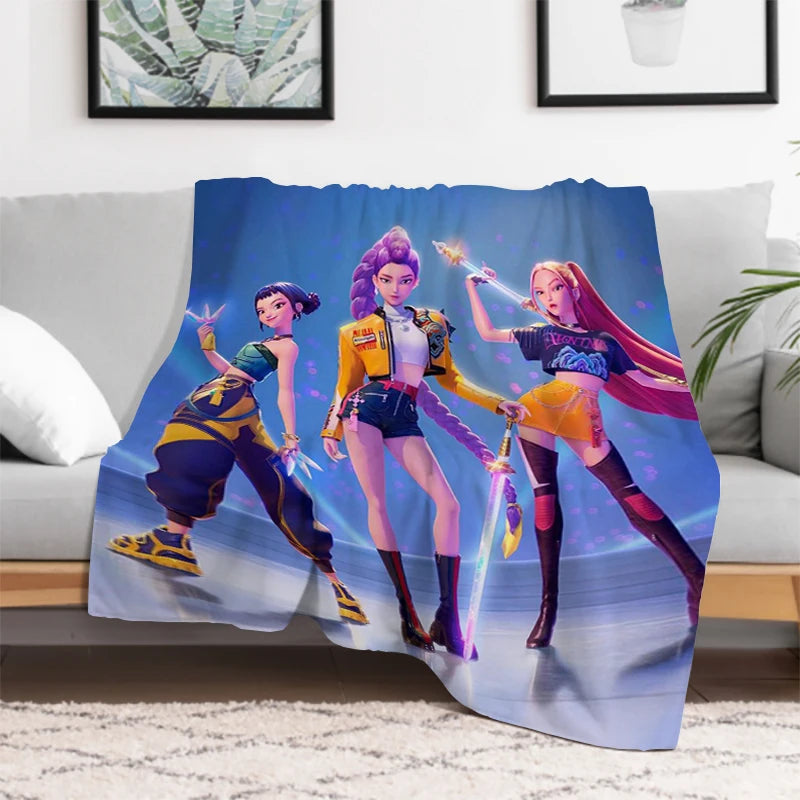 Anime K-Pop Demon Hunters Cute Blanket Girl Gift Soft Plush Blanket,Flannel Throw Blanket for Living Room Bedroom Bed Sofa