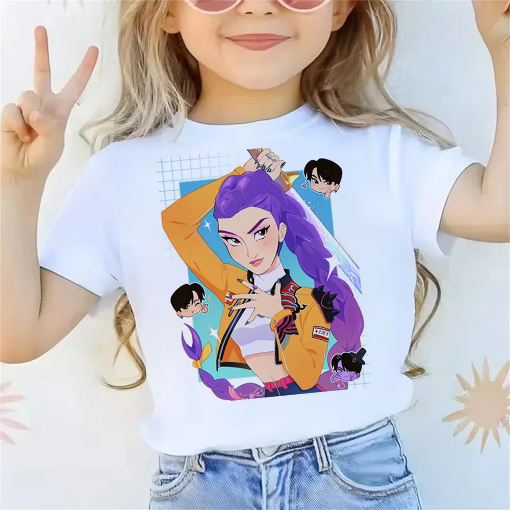 2025 Movie KPop Demon Hunters T-shirt Summer Short Sleeve Tee for Casual Loose Girl Boy Graphic Printed Tops