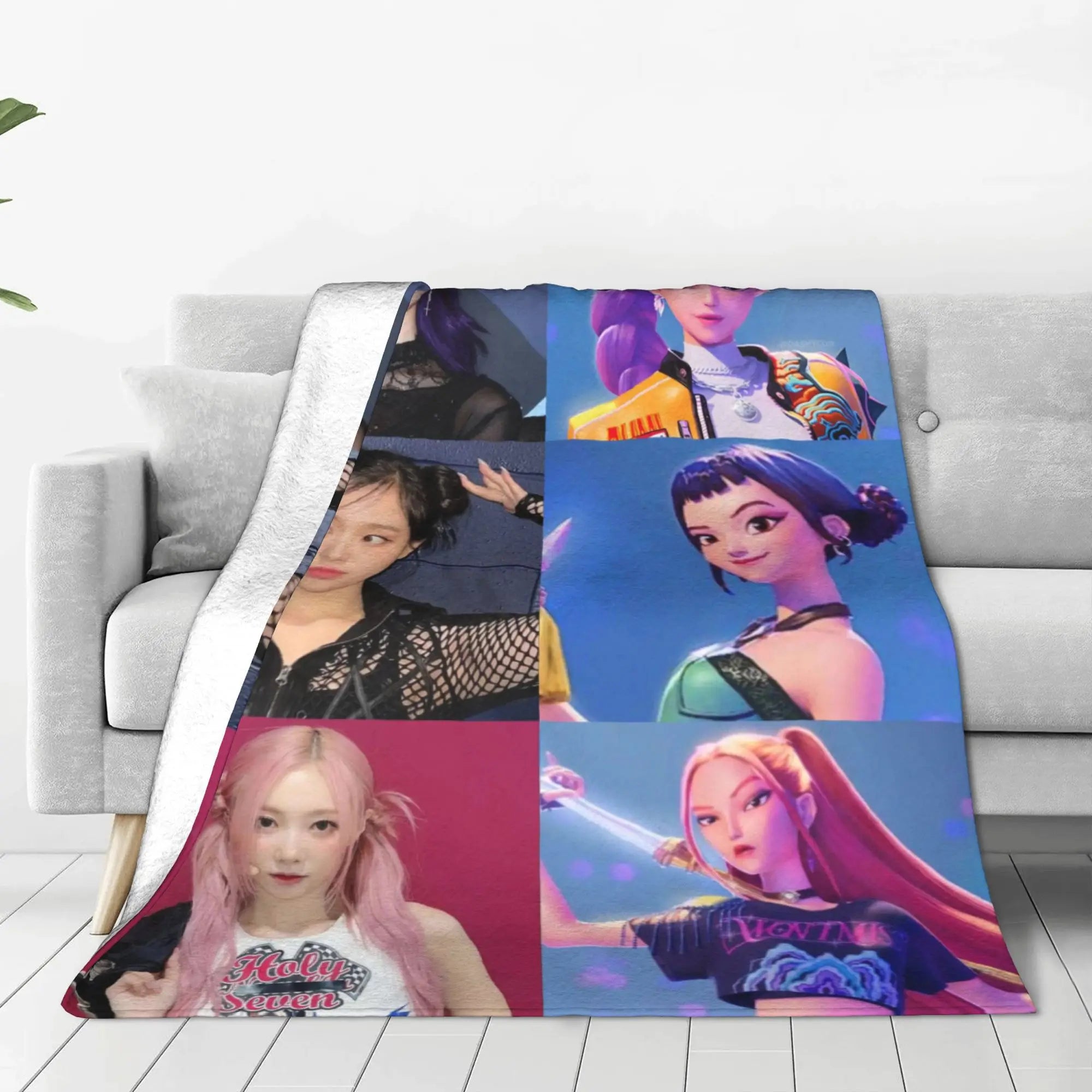 Soft BlanketKids Picnic Kpop Demon Hunters HuntrX  Bedding Throws  Flannel Bedspread For Bedroom Funny Sofa Bed Cover