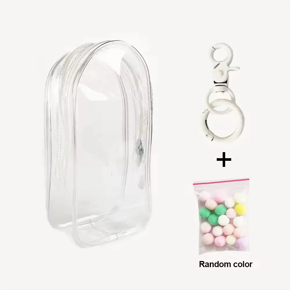 For Labubu V2 Transparent Colorful Protector Case Doll Accessories Organizer Box Plush Doll Display Bag Outdoor with Keychain