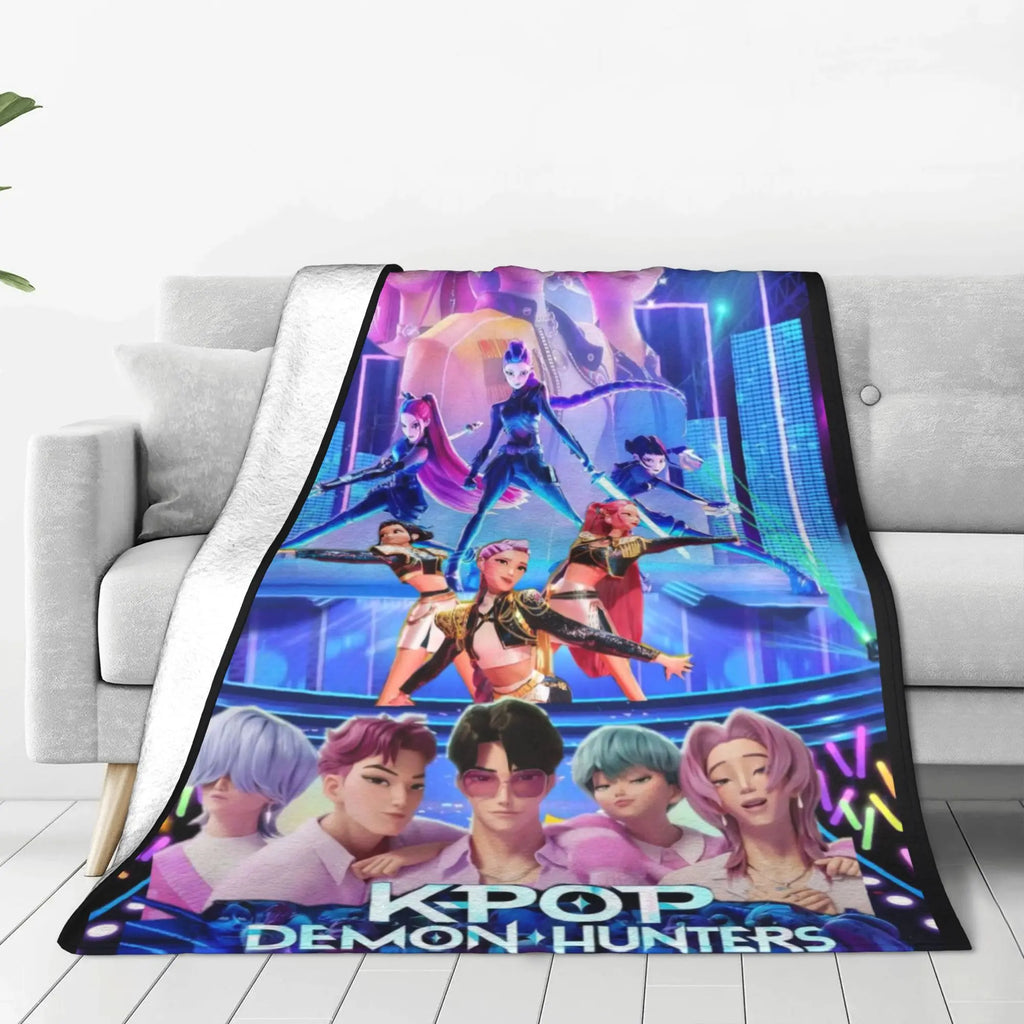 kpop Demon Hunters Huntrix Blankets Quality Soft Warm  Throw Blanket Winter Kids Couch Bed Fluffy Bedspread