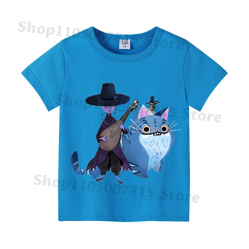 Kpop Demon Hunters T-shirts for Boys Girls Anime Cartoon Cute Short Sleeved Top Children Summer Fashion T-shirt Kids Clothes