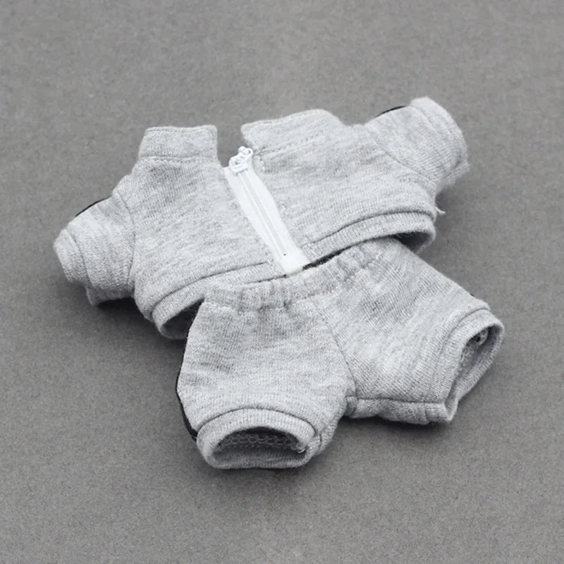 17cm Labubu Doll Clothes Set Solid Color Hoodie Sweatshirt and Pants Outfit for DIY Doll Dressing Gift for Toy Collectors