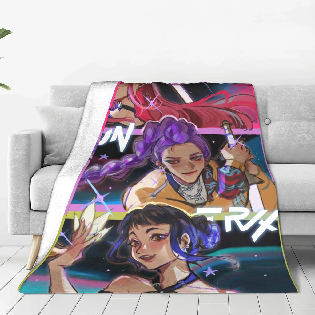 kpop Demon Hunters Huntrix Blankets Quality Soft Warm  Throw Blanket Winter Kids Couch Bed Fluffy Bedspread