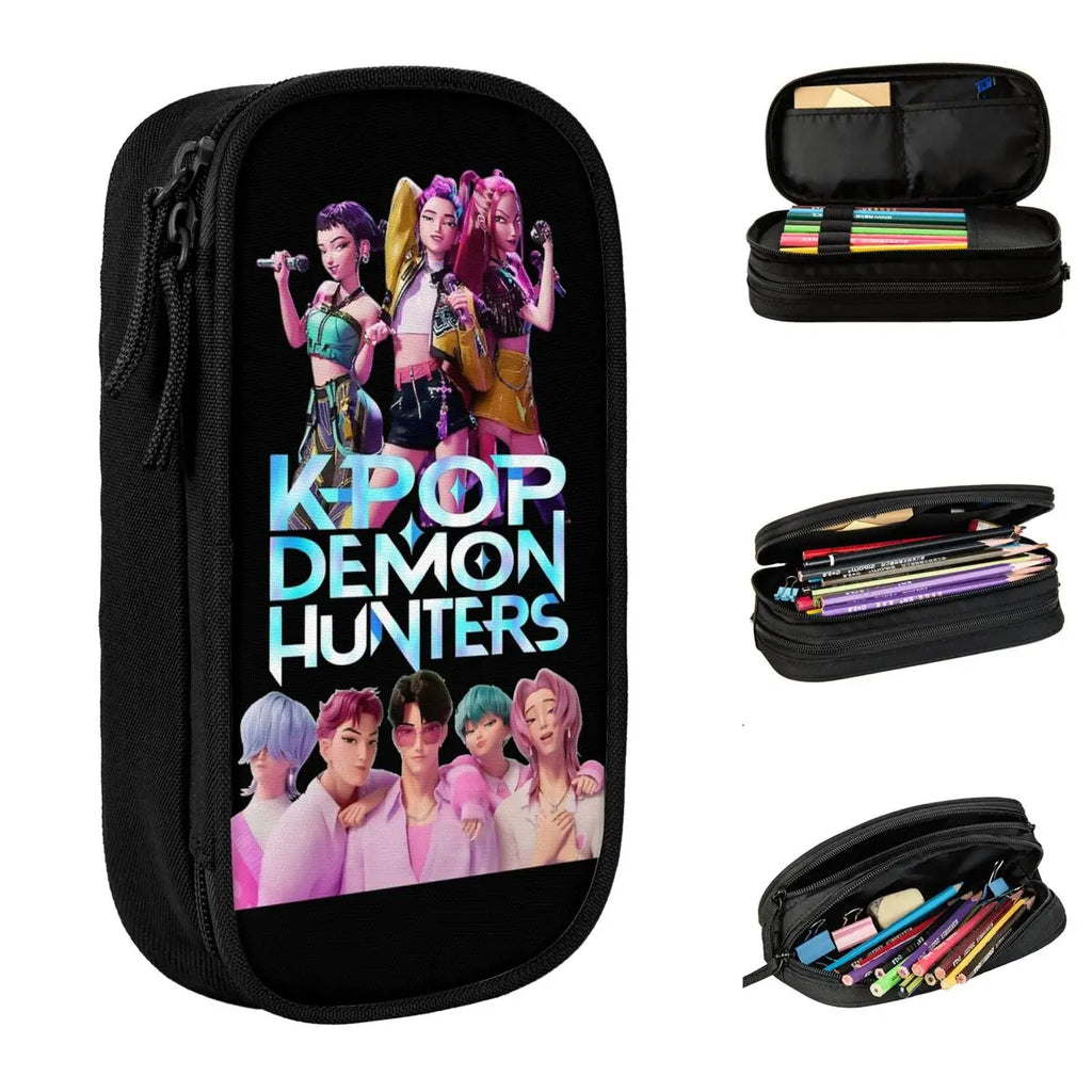 Huntrix Saja Boys Pencil Case Creative Huntrix - Kpop Demon Hunters Pen Bag Girl Boy Large Storage Office Cosmetic Pencilcases
