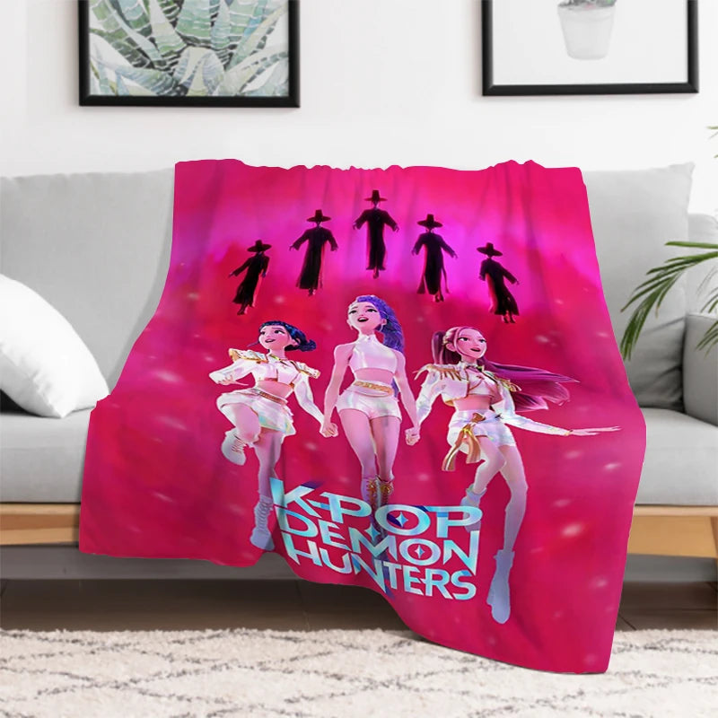 Anime K-Pop Demon Hunters Cute Blanket Girl Gift Soft Plush Blanket,Flannel Throw Blanket for Living Room Bedroom Bed Sofa