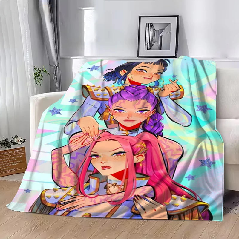 Hot Kpop Demon Hunters Huntrix Saja Boys Throw Blanket King Lid Office Soft Plaid With Print Luxury Designer Bedding Downy Knee