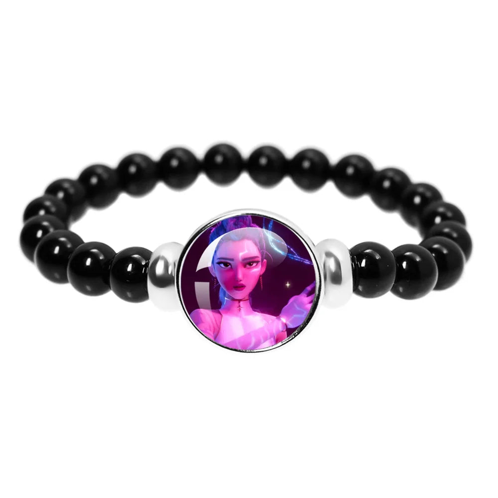 K-Pop Demon Hunters Handmade Glass Bead Bracelet Huntr-x Rumi Zoey Mira Bangles Unisex Jewelry Accessories Fans Gift