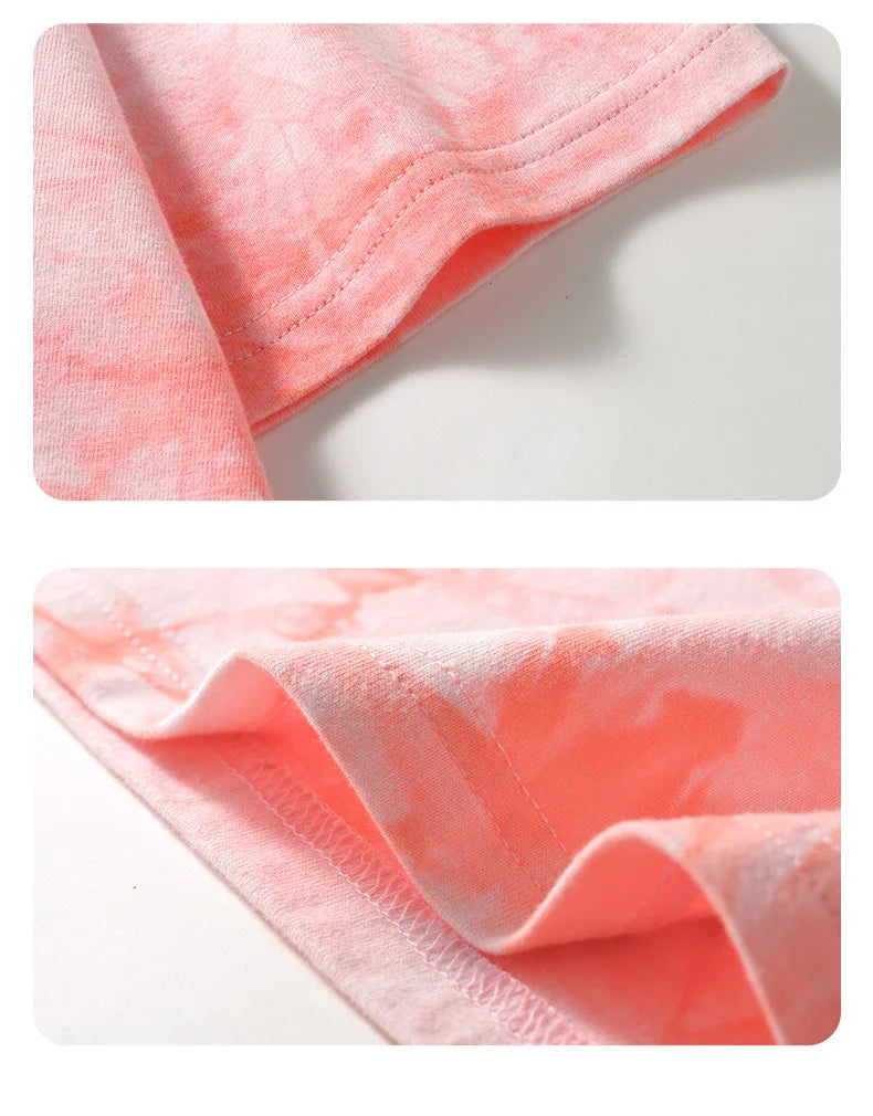 KPop Demon Hunters Tie-dye T-shirt for Girl Short Sleeve Tops Rumi Mira Zoey Print Tee Shirts Cute Summer Children's Clothing